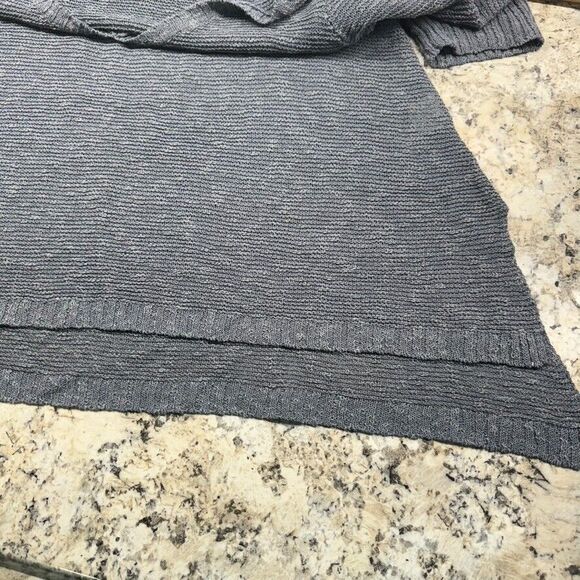Eileen Fisher Sweater Gray Size M Linen Blend V Neck Pullover Loose Knit - Picture 9 of 11